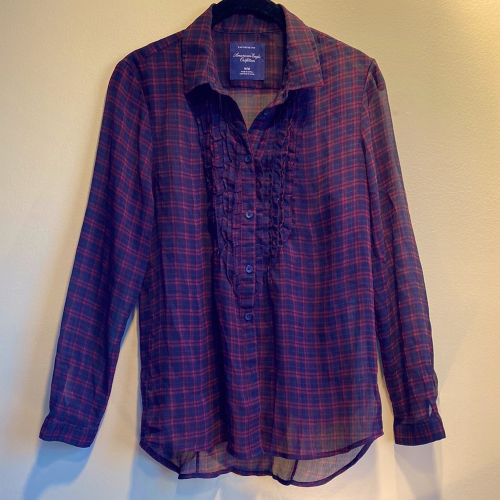 AE Sheer Long Sleeve Button Up Sz:M